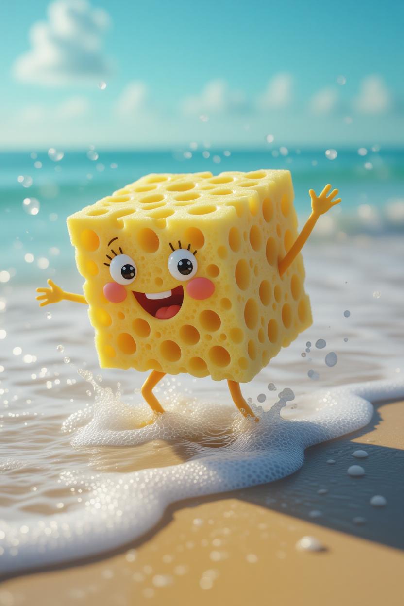 Sponge dancing on the seashore
