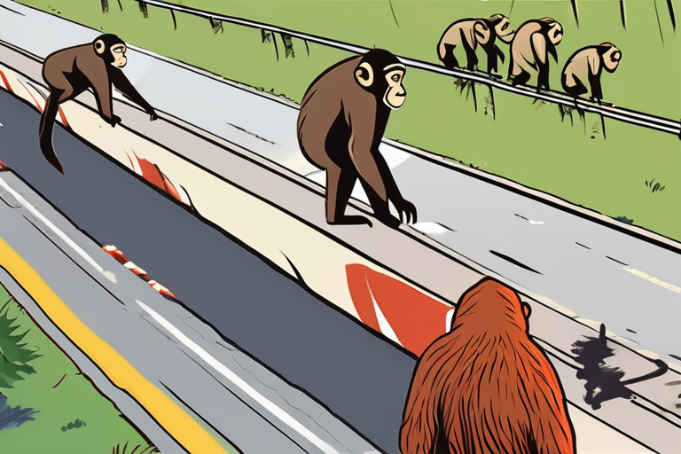 Monkeys on the Loose: 21 Rhesus Macaques Spill onto Highway After Truck Crash