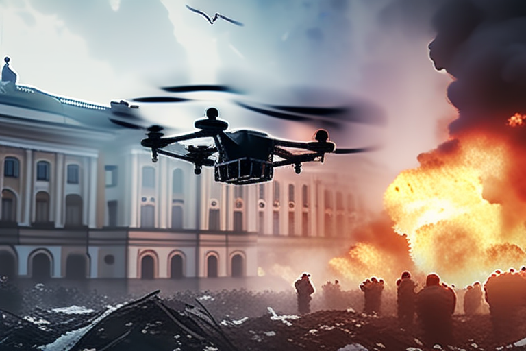Russian Drone Attacks Spark Devastating Fire at Ukrainian Government Building