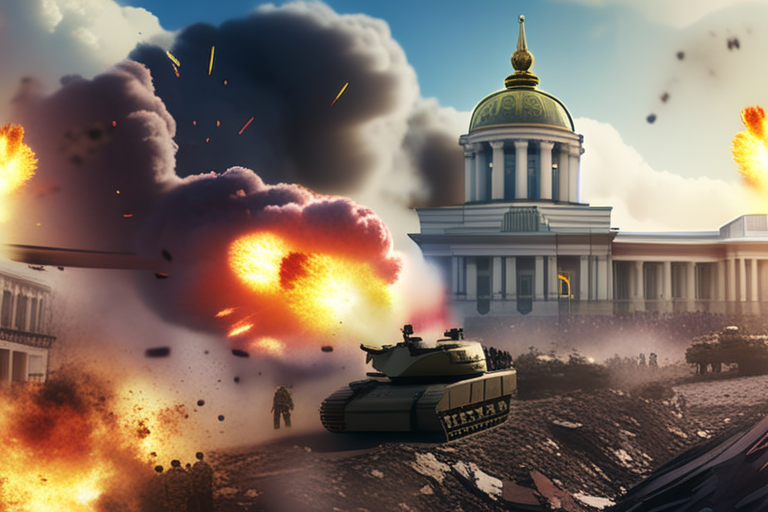 "Russian Forces Blast Ukraine's Main Government Building in Kyiv"